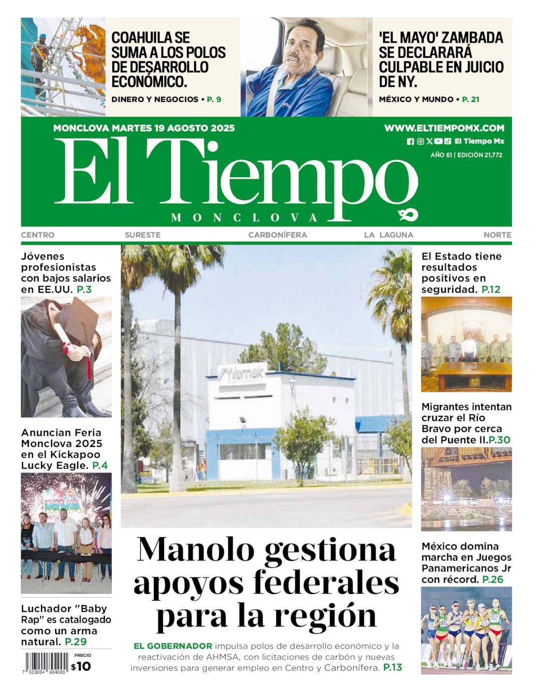 El Tiempo Monclova, edición del martes 19 de agosto de 2025 El Tiempo Monclova, edición del martes 19 de agosto de 2025