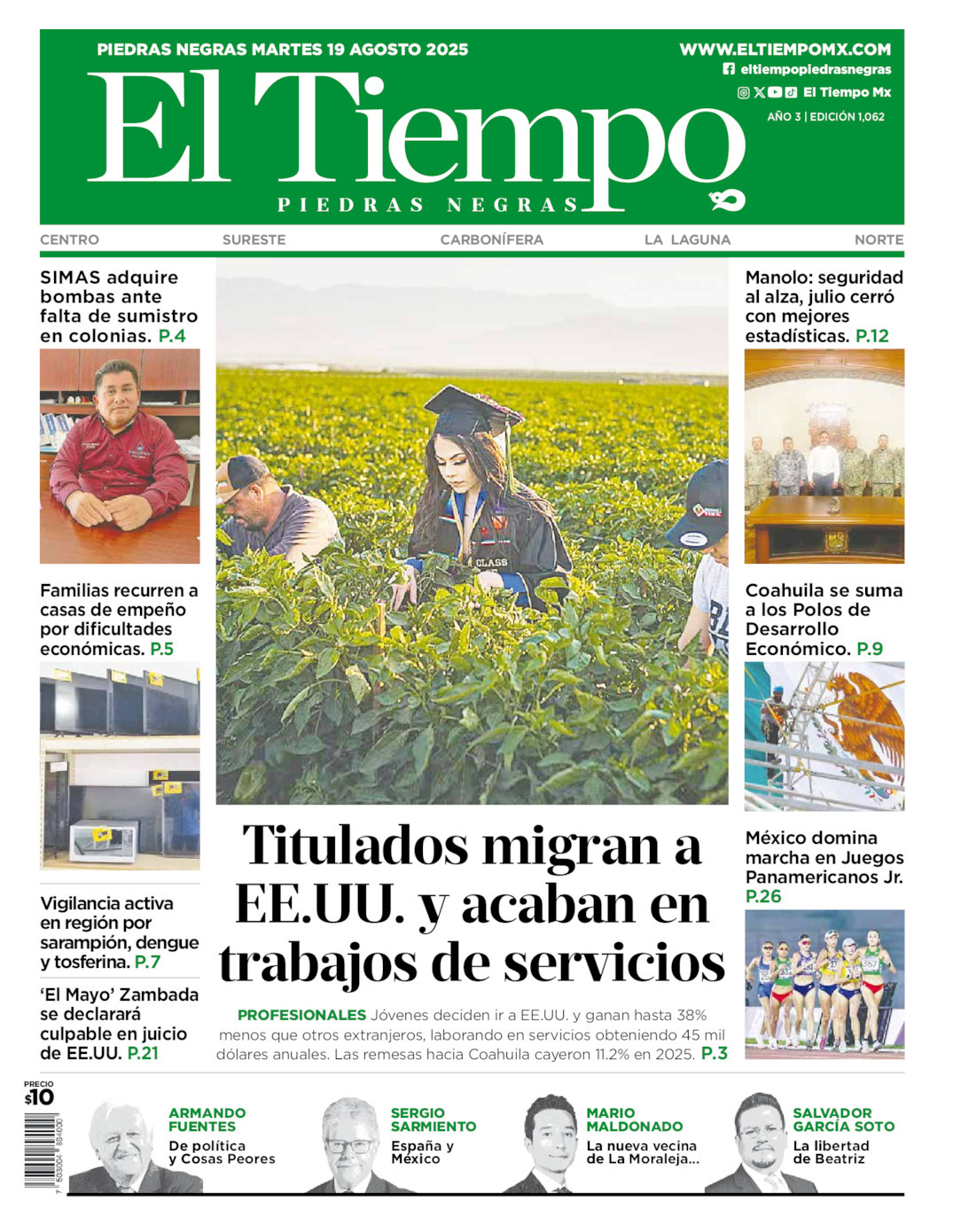 El Tiempo Piedras Negras, edición del martes 19 de agosto de 2025 El Tiempo Piedras Negras, edición del martes 19 de agosto de 2025