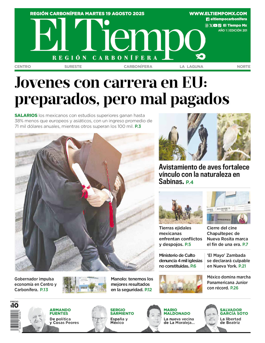 El Tiempo Región Carbonífera, edición del martes 19 de agosto de 2025 El Tiempo Región Carbonífera, edición del martes 19 de agosto de 2025