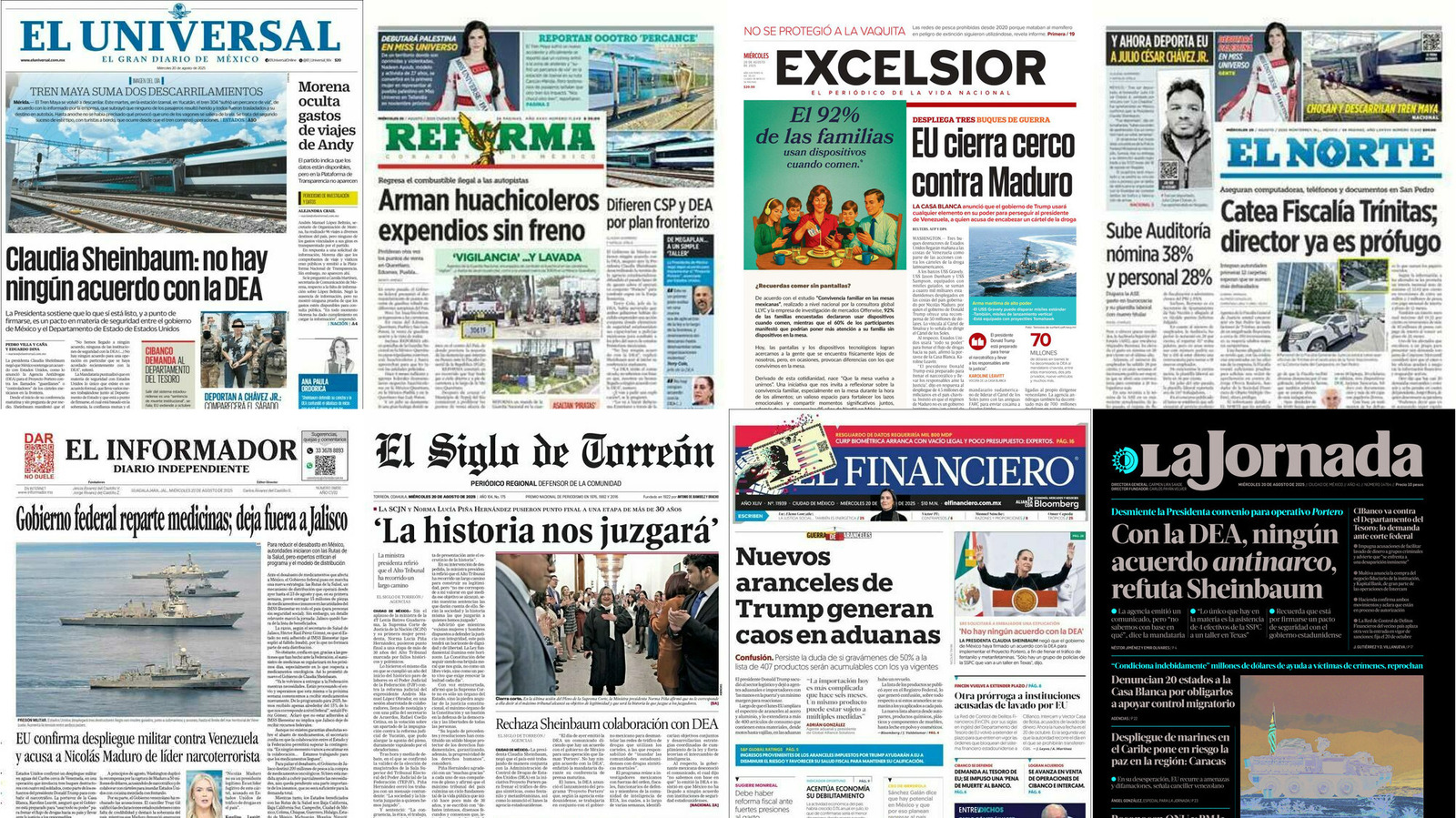 Portadas de periódicos impresos más importantes de México hoy