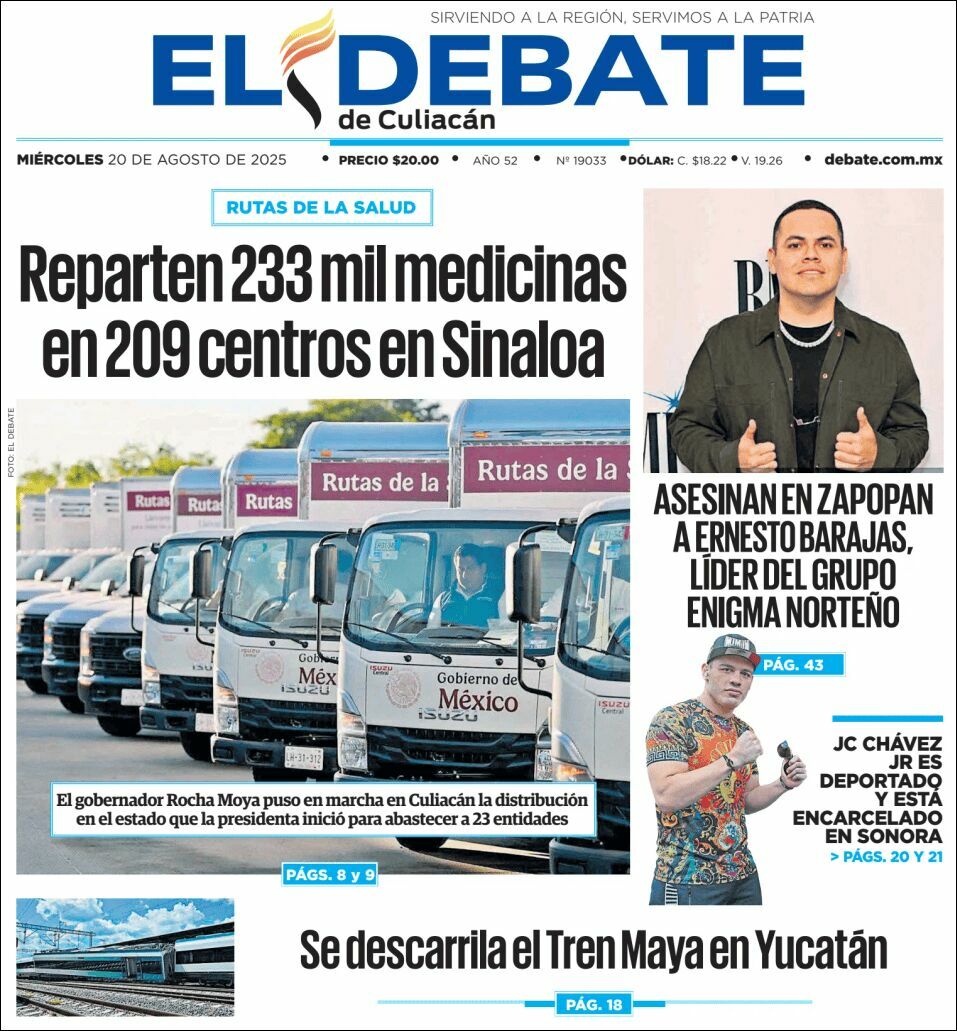 El Debate Culiacán, edición del miércoles 20 de agosto de 2025 El Debate Culiacán, edición del miércoles 20 de agosto de 2025