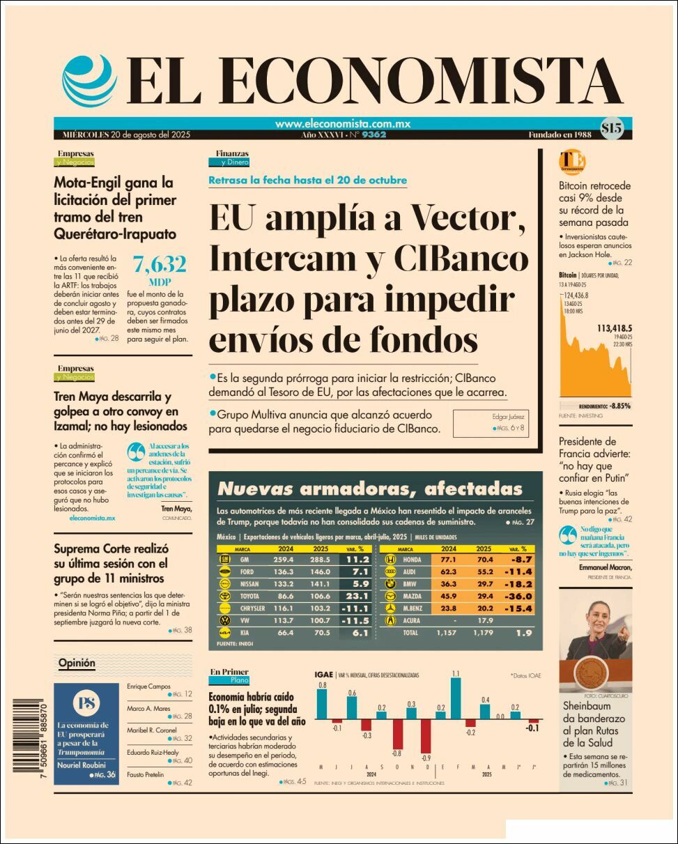 El Economista, edición del miércoles 20 de agosto de 2025 El Economista, edición del miércoles 20 de agosto de 2025