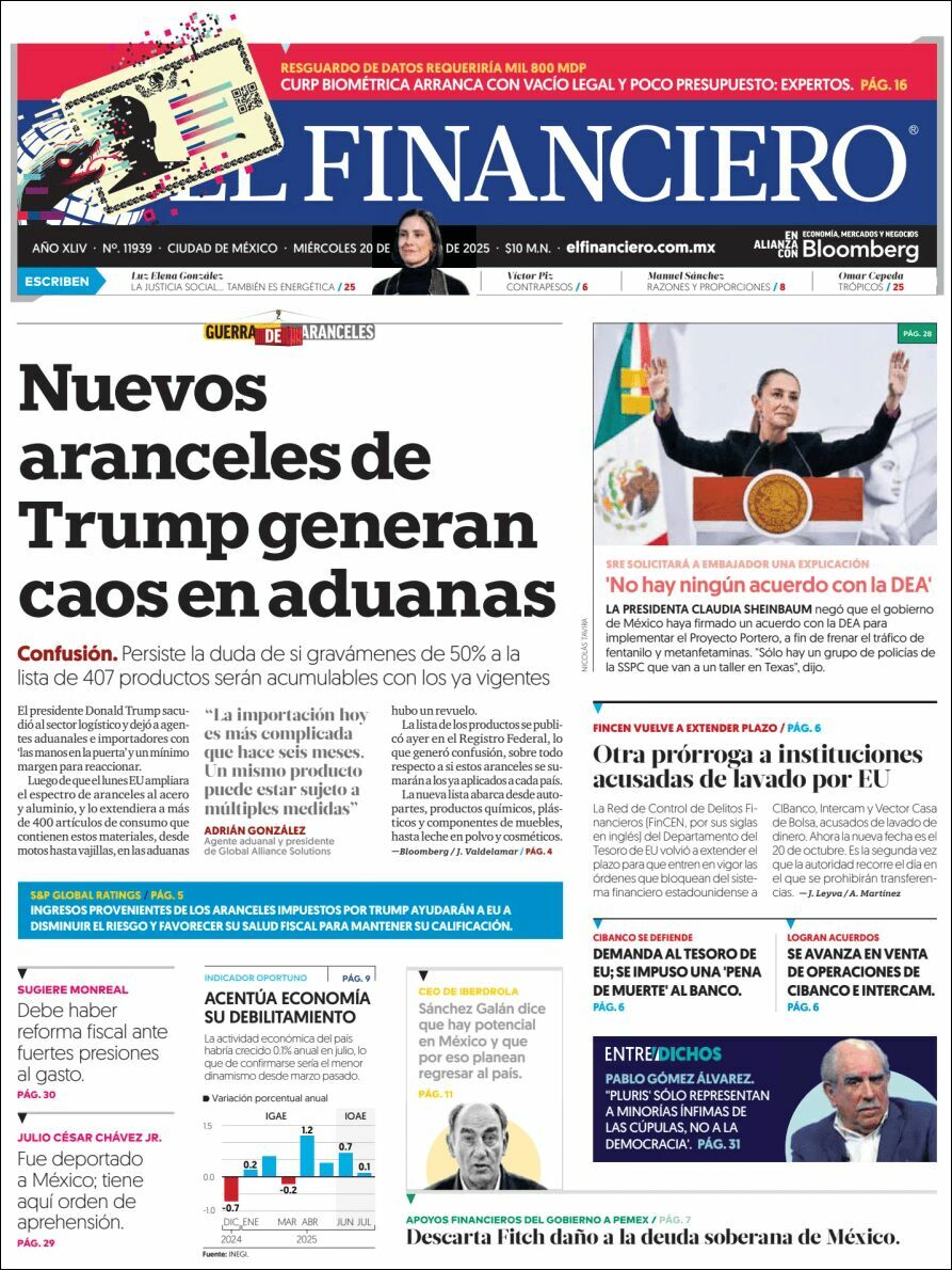El Financiero, edición del miércoles 20 de agosto de 2025 El Financiero, edición del miércoles 20 de agosto de 2025