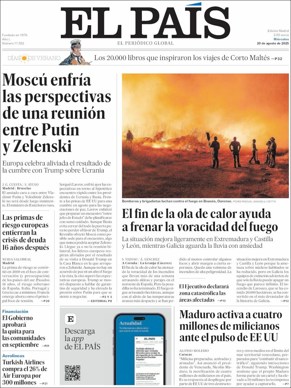 El País, edición del miércoles 20 de agosto de 2025 El País, edición del miércoles 20 de agosto de 2025