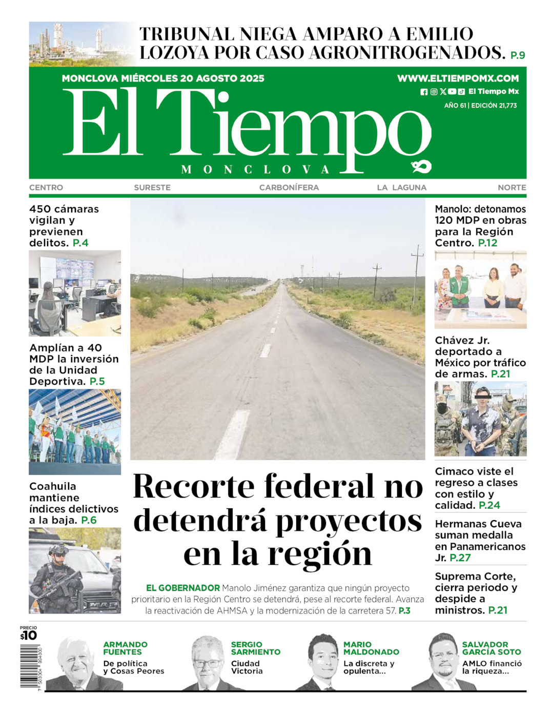 El Tiempo Monclova, edición del miércoles 20 de agosto de 2025 El Tiempo Monclova, edición del miércoles 20 de agosto de 2025