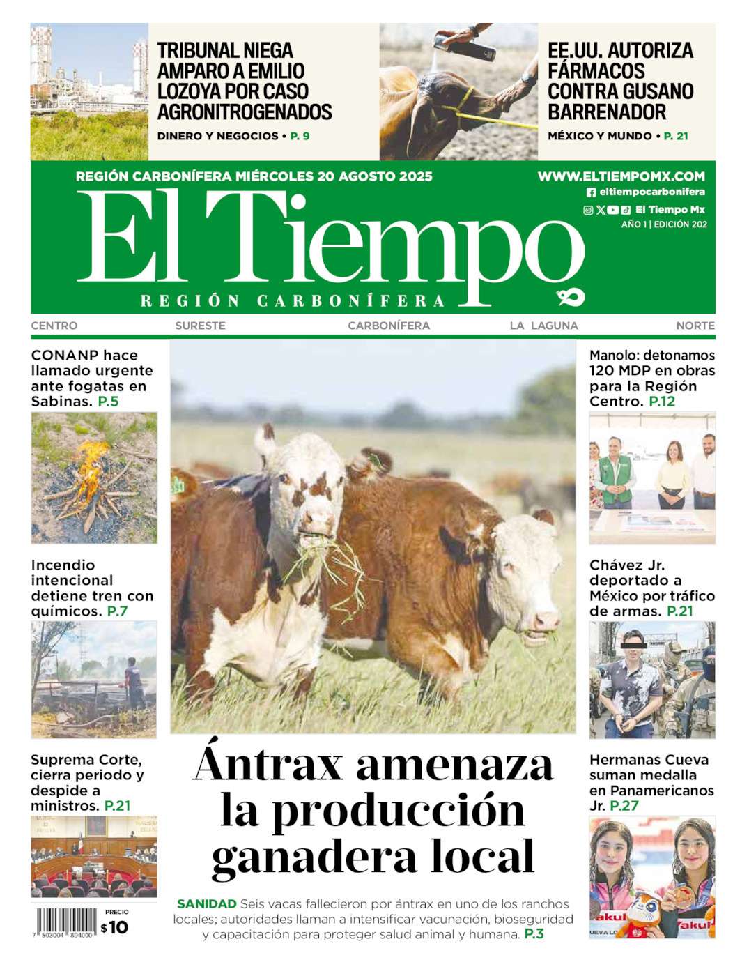 El Tiempo Región Carbonífera, edición del miércoles 20 de agosto de 2025 El Tiempo Región Carbonífera, edición del miércoles 20 de agosto de 2025