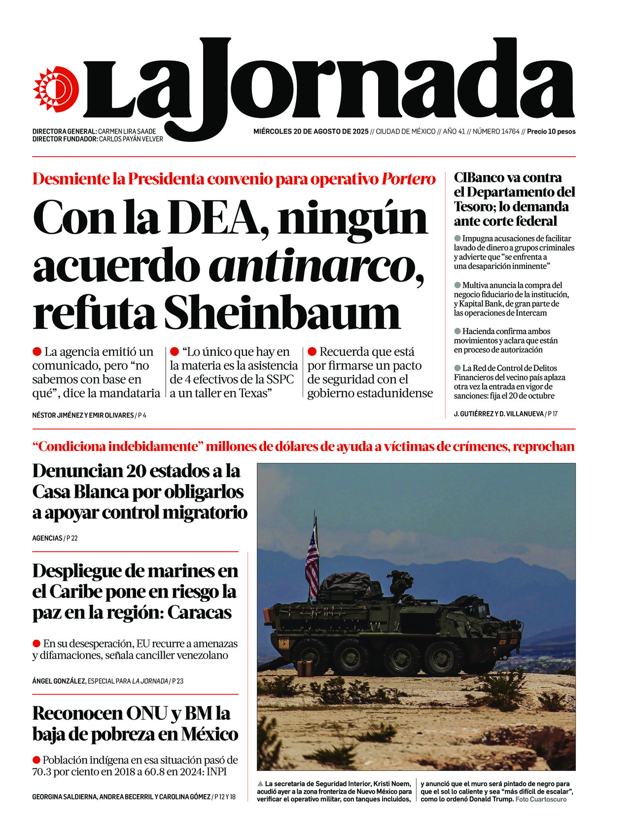 La Jornada, edición del miércoles 20 de agosto de 2025 La Jornada, edición del miércoles 20 de agosto de 2025