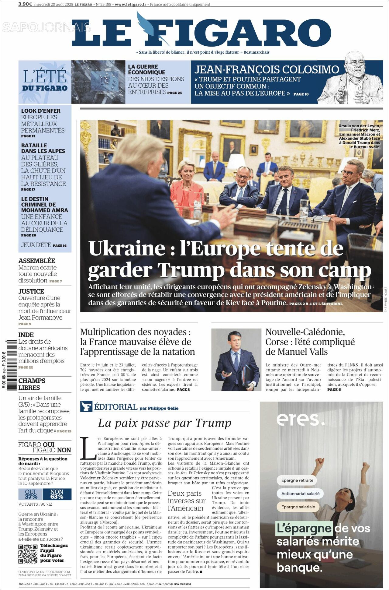 Le Figaro, edición del miércoles 20 de agosto de 2025 Le Figaro, edición del miércoles 20 de agosto de 2025