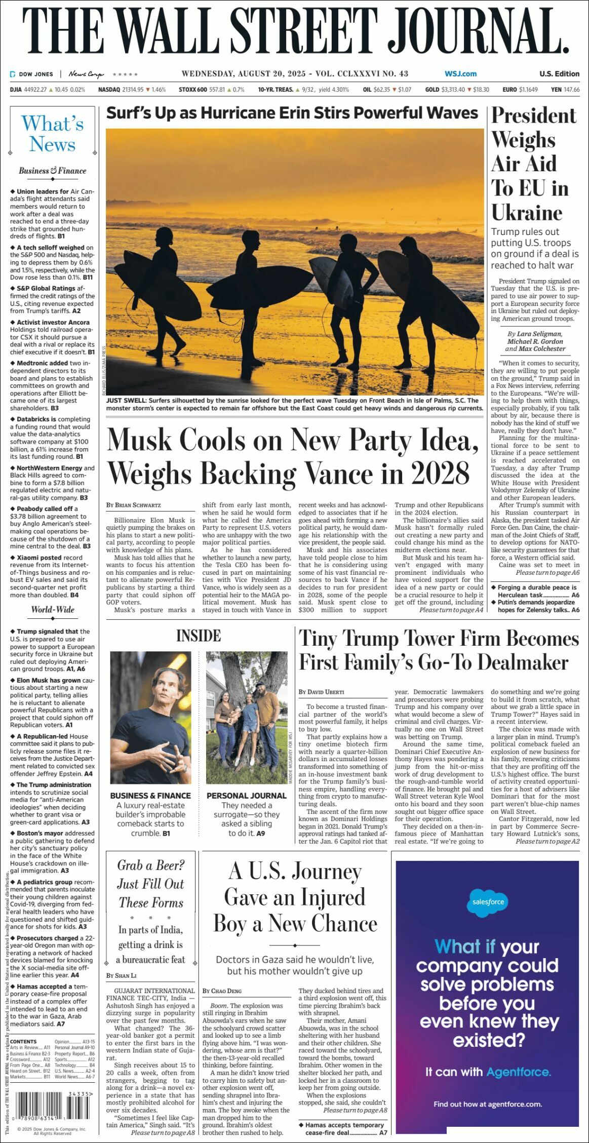 The Wall Street Journal, edición del miércoles 20 de agosto de 2025 The Wall Street Journal, edición del miércoles 20 de agosto de 2025