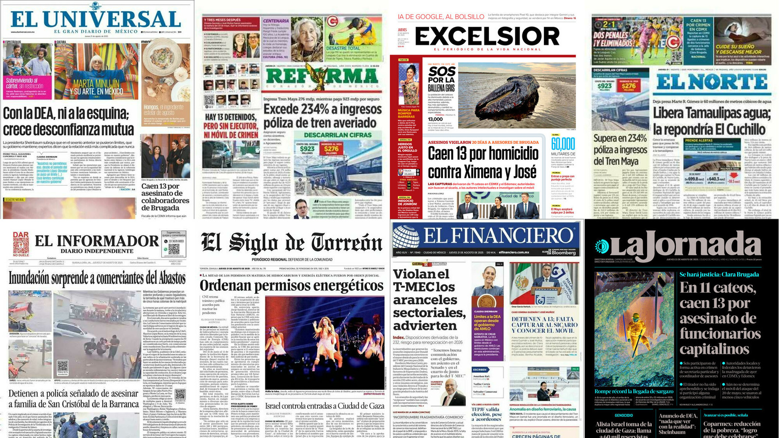 Portadas de periódicos impresos más importantes de México hoy