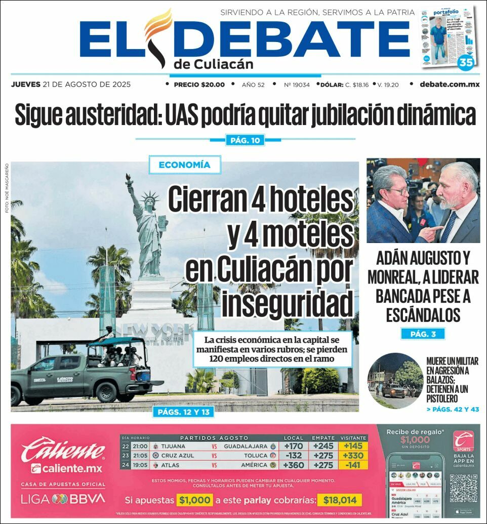El Debate Culiacán, edición del jueves 21 de agosto de 2025 El Debate Culiacán, edición del jueves 21 de agosto de 2025
