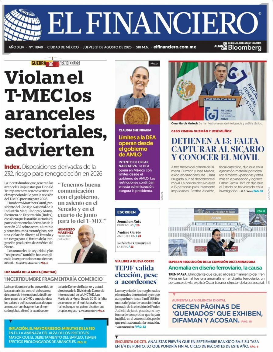 El Financiero, edición del jueves 21 de agosto de 2025 El Financiero, edición del jueves 21 de agosto de 2025