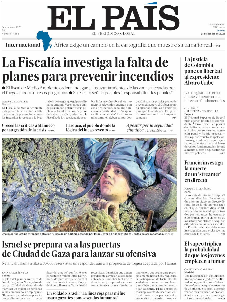 El País, edición del jueves 21 de agosto de 2025 El País, edición del jueves 21 de agosto de 2025