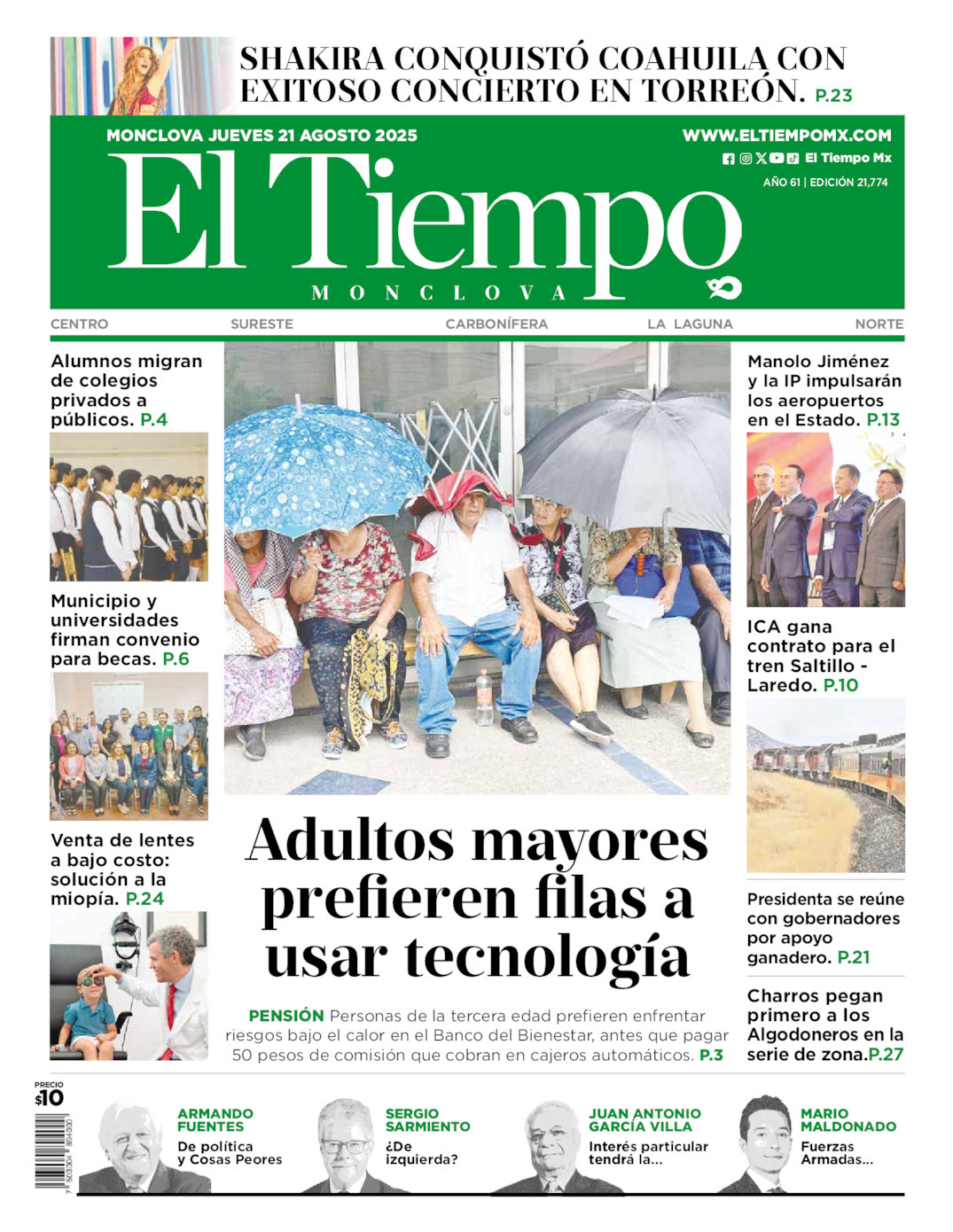 El Tiempo Monclova, edición del jueves 21 de agosto de 2025 El Tiempo Monclova, edición del jueves 21 de agosto de 2025