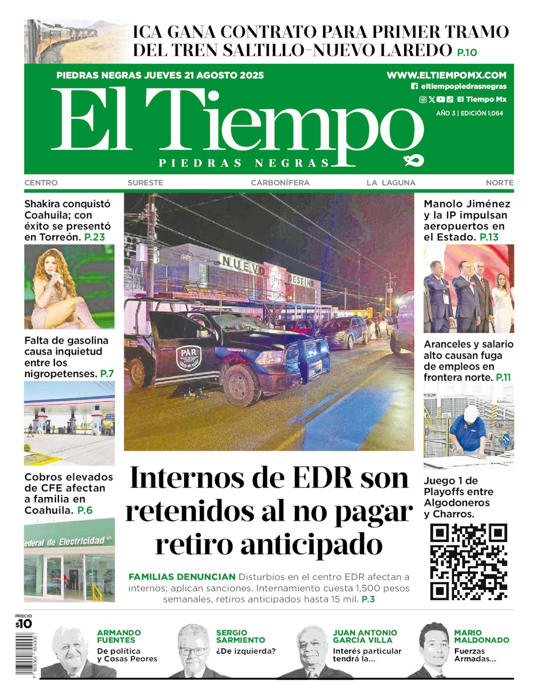 El Tiempo Piedras Negras, edición del jueves 21 de agosto de 2025 El Tiempo Piedras Negras, edición del jueves 21 de agosto de 2025