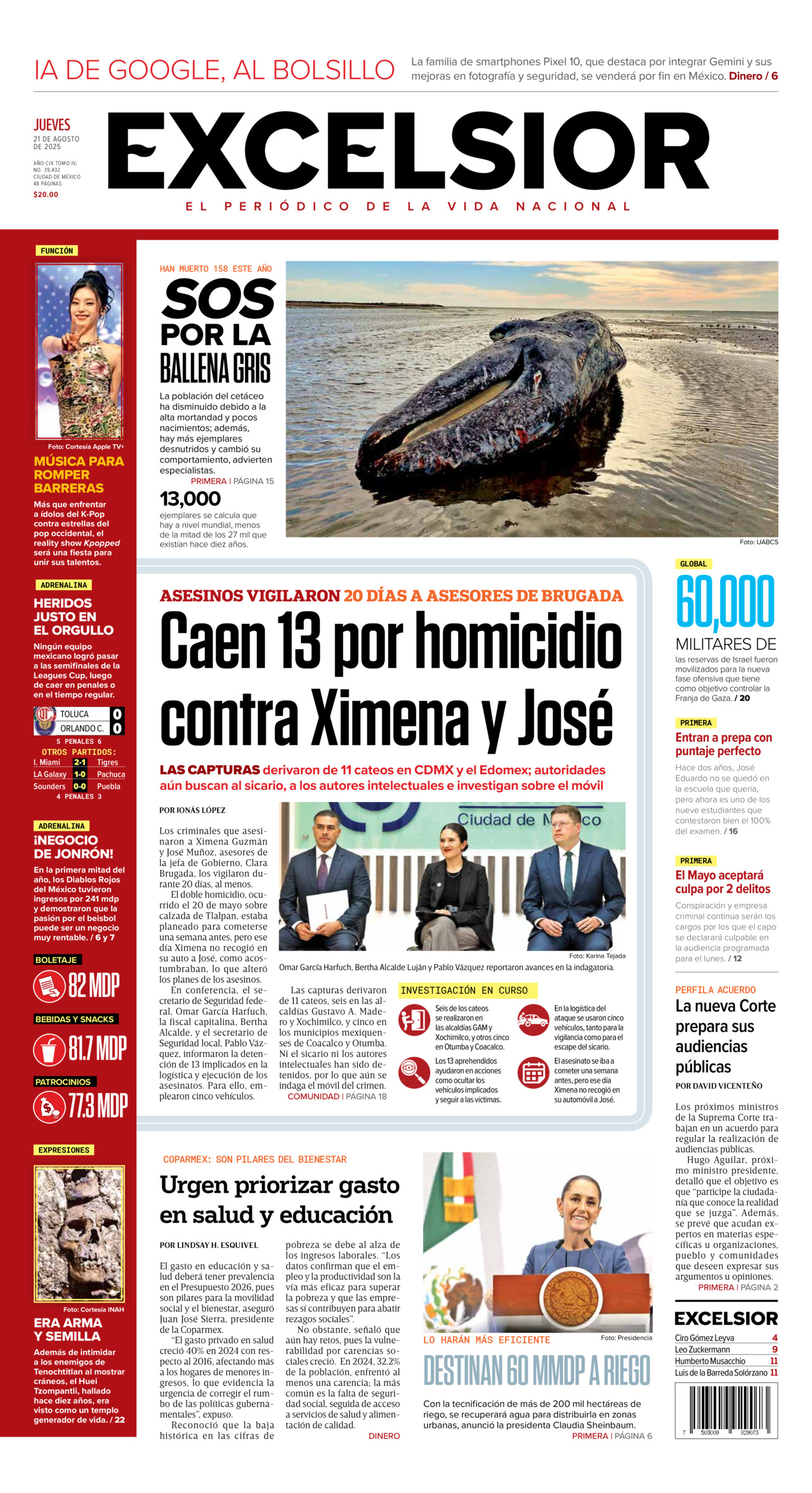 Excelsior, edición del jueves 21 de agosto de 2025 Excelsior, edición del jueves 21 de agosto de 2025