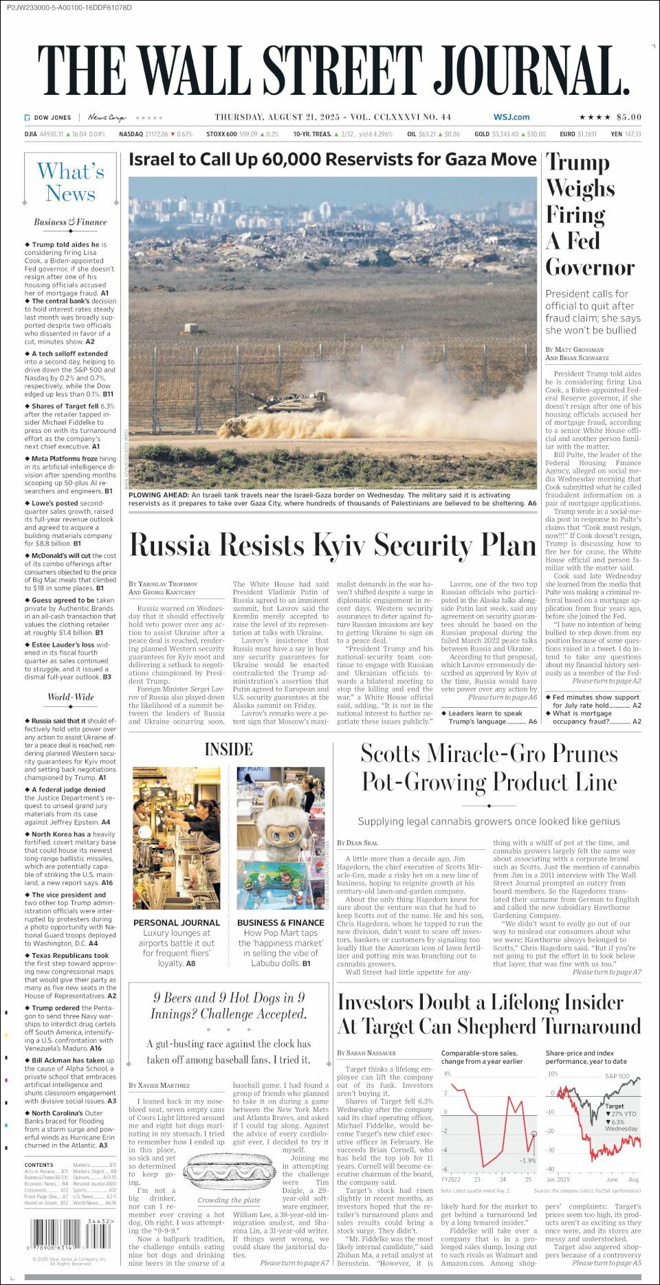 The Wall Street Journal, edición del jueves 21 de agosto de 2025 The Wall Street Journal, edición del jueves 21 de agosto de 2025