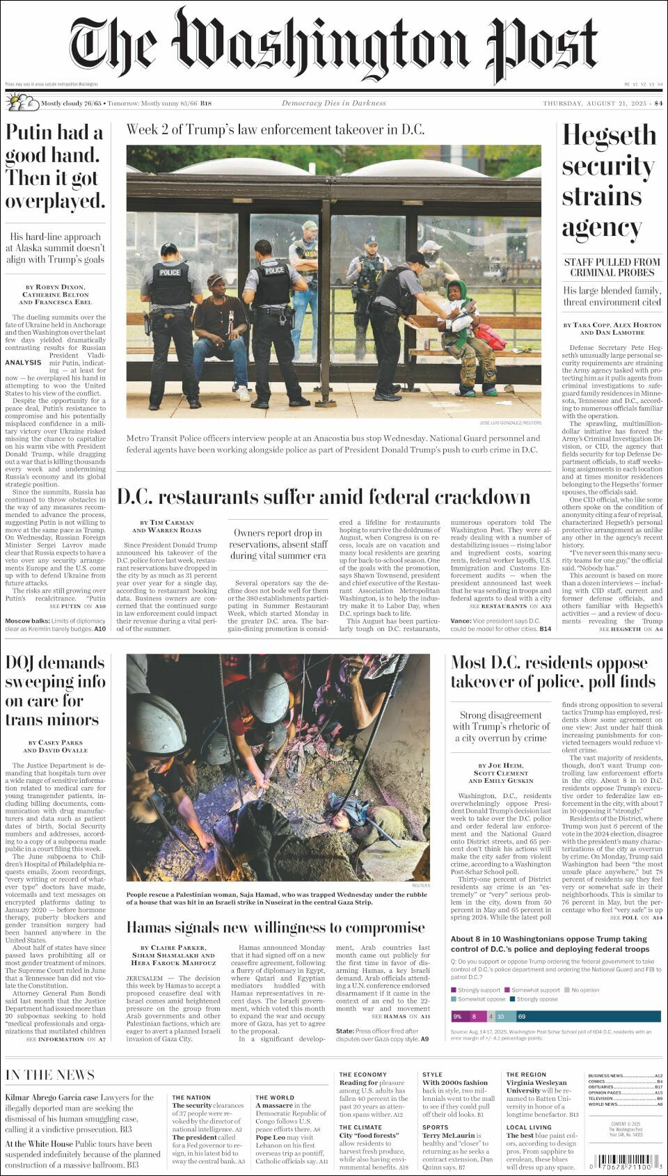 The Washington Post, edición del jueves 21 de agosto de 2025 The Washington Post, edición del jueves 21 de agosto de 2025