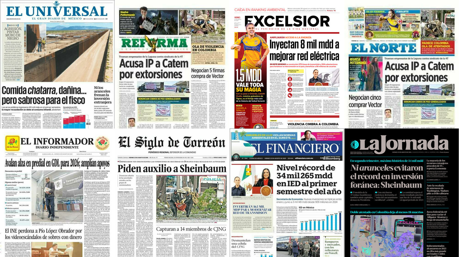 Portadas de periódicos impresos más importantes de México hoy