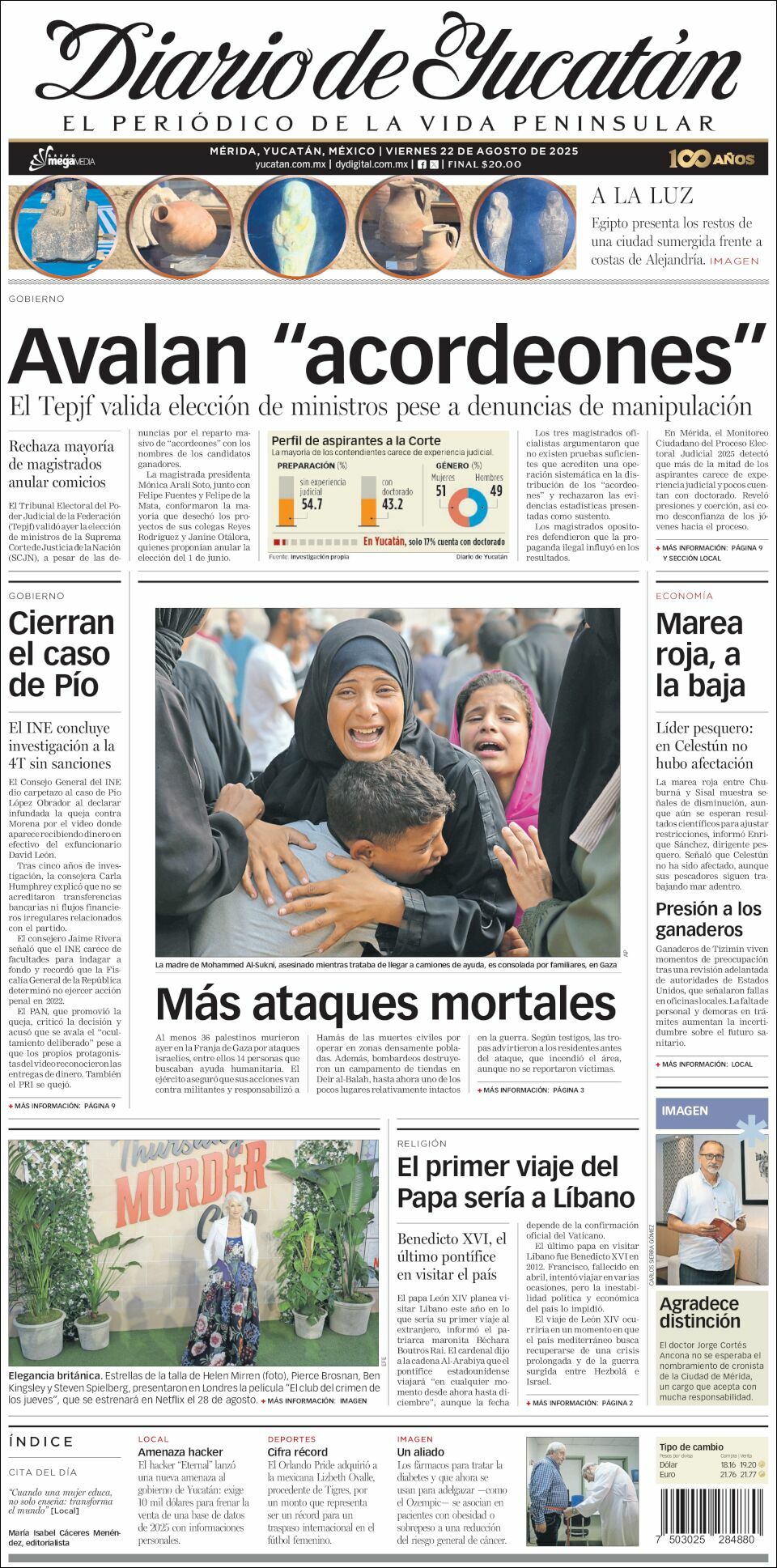 El Diario de Yucatán, edición del viernes 22 de agosto de 2025 El Diario de Yucatán, edición del viernes 22 de agosto de 2025