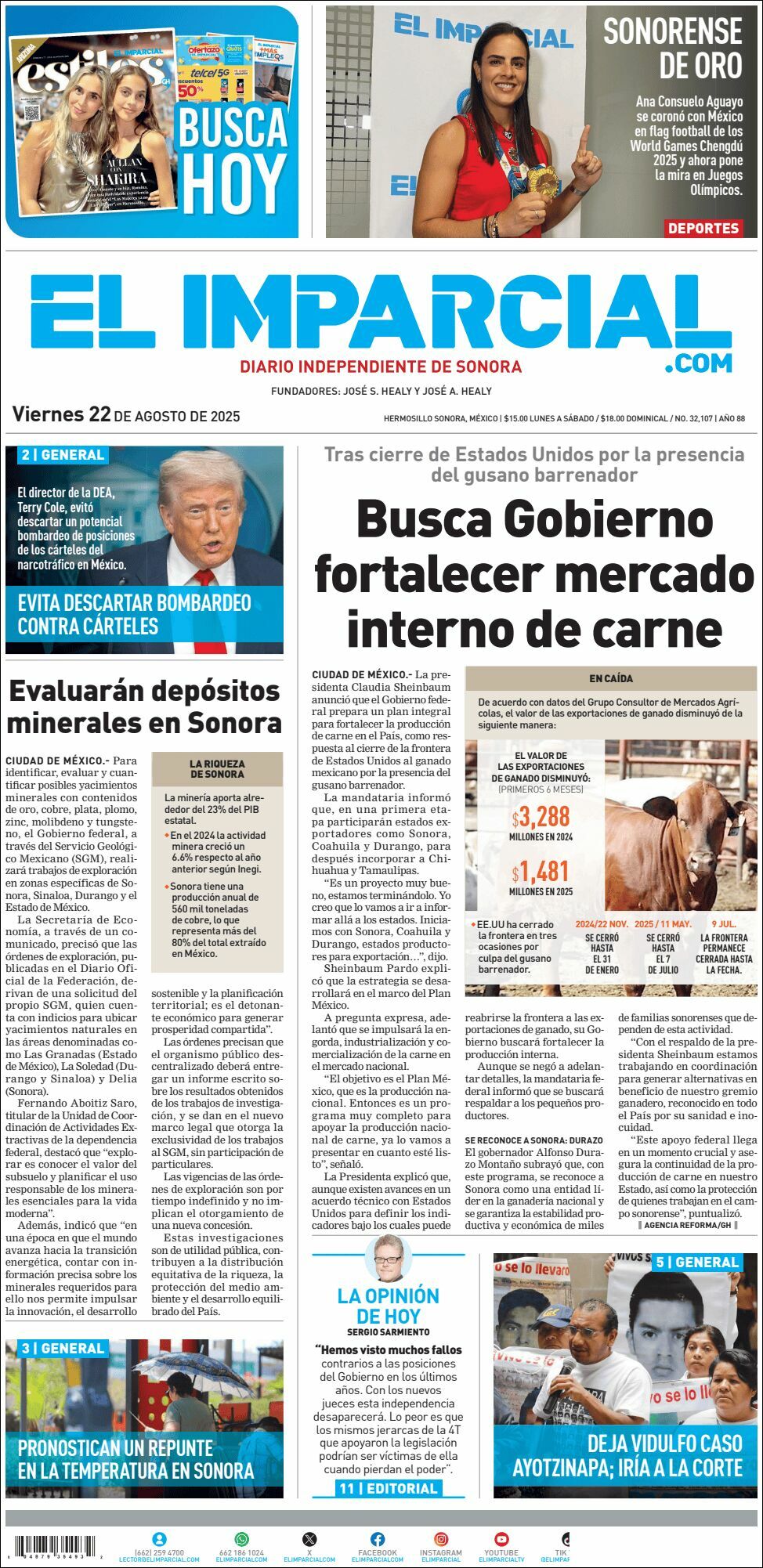 El Imparcial, edición del viernes 22 de agosto de 2025 El Imparcial, edición del viernes 22 de agosto de 2025