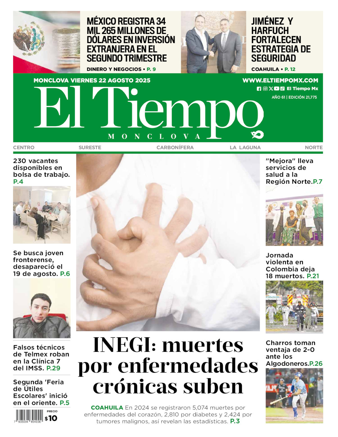 El Tiempo Monclova, edición del viernes 22 de agosto de 2025 El Tiempo Monclova, edición del viernes 22 de agosto de 2025