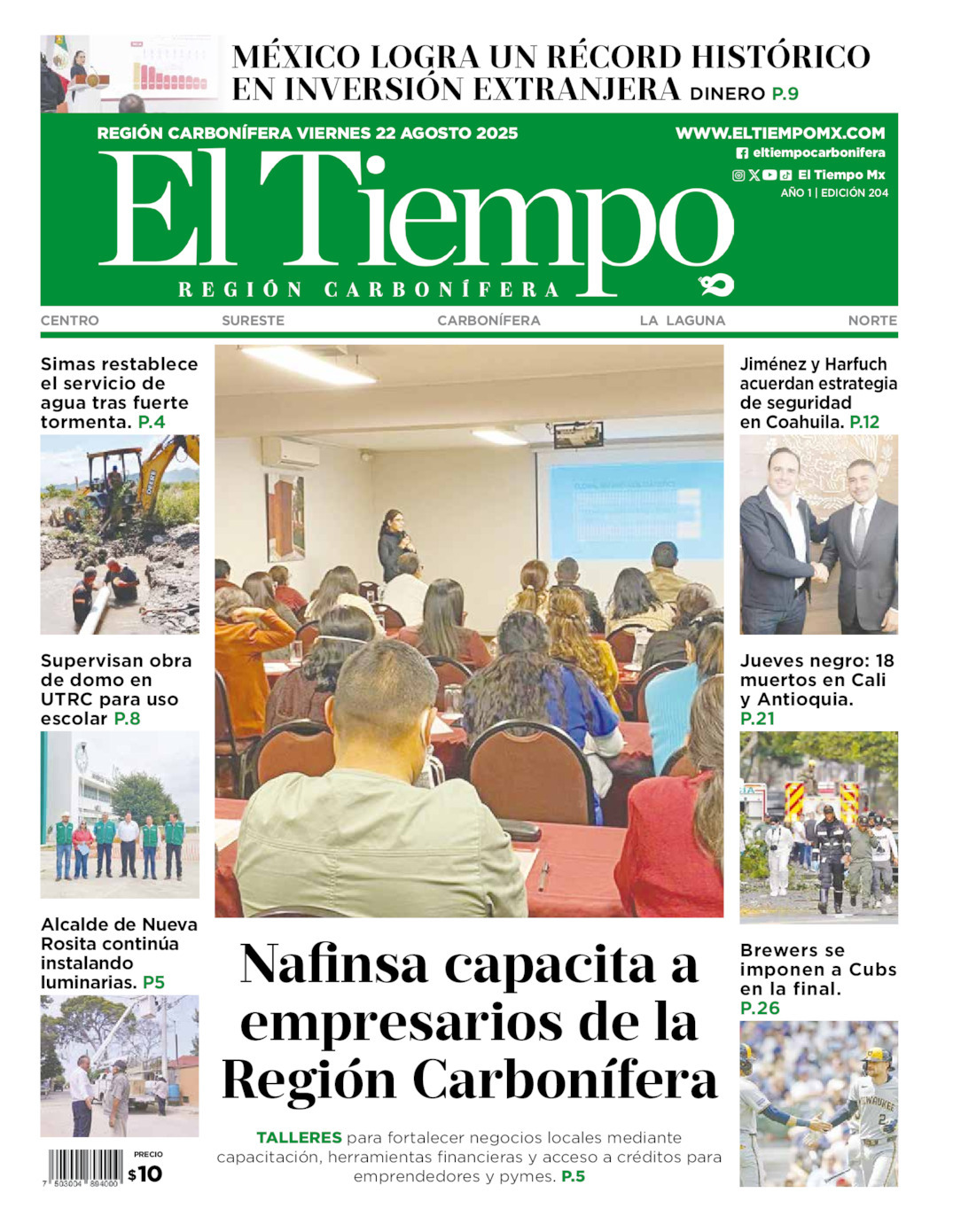El Tiempo Región Carbonífera, edición del viernes 22 de agosto de 2025 El Tiempo Región Carbonífera, edición del viernes 22 de agosto de 2025