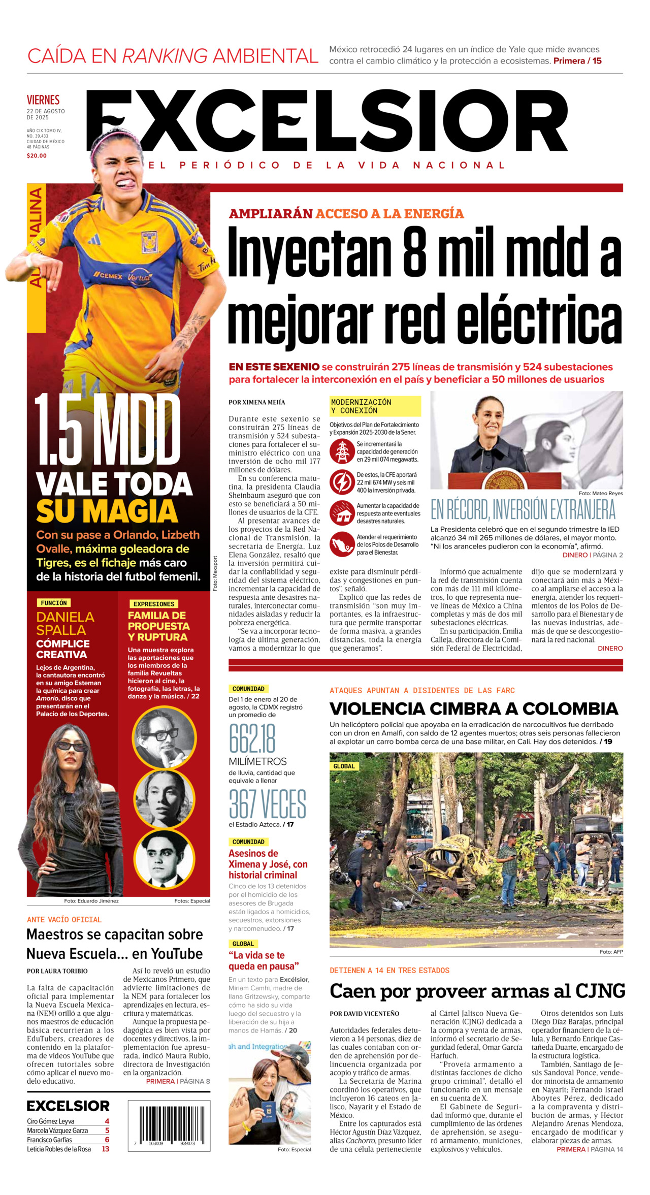 Excelsior, edición del viernes 22 de agosto de 2025 Excelsior, edición del viernes 22 de agosto de 2025