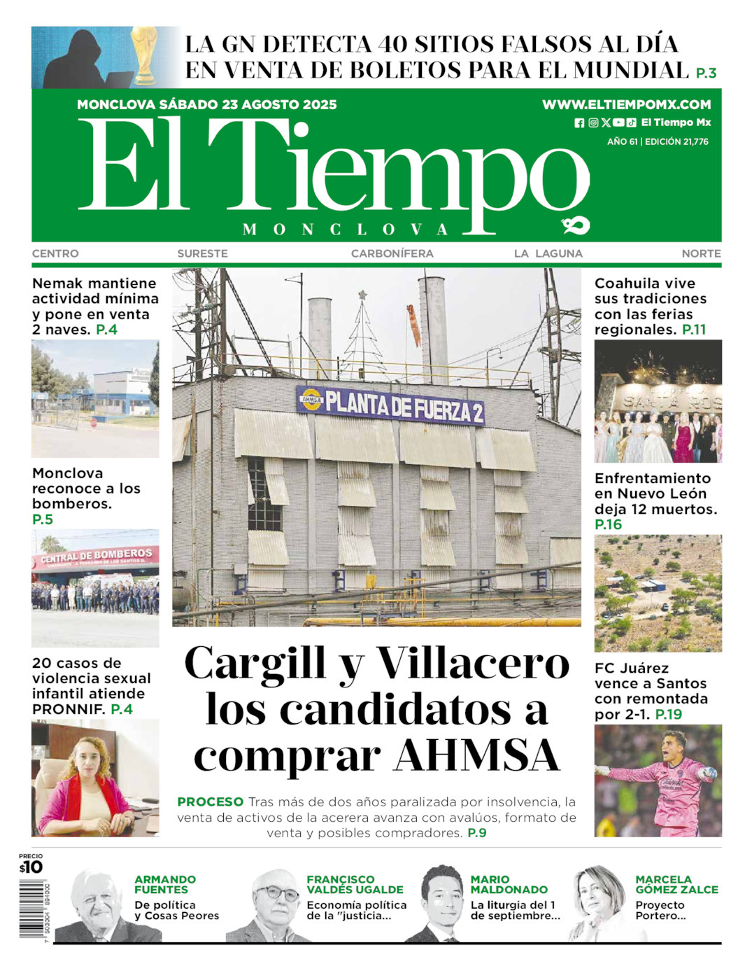 El Tiempo Monclova, edición del sábado 23 de agosto de 2025 El Tiempo Monclova, edición del sábado 23 de agosto de 2025