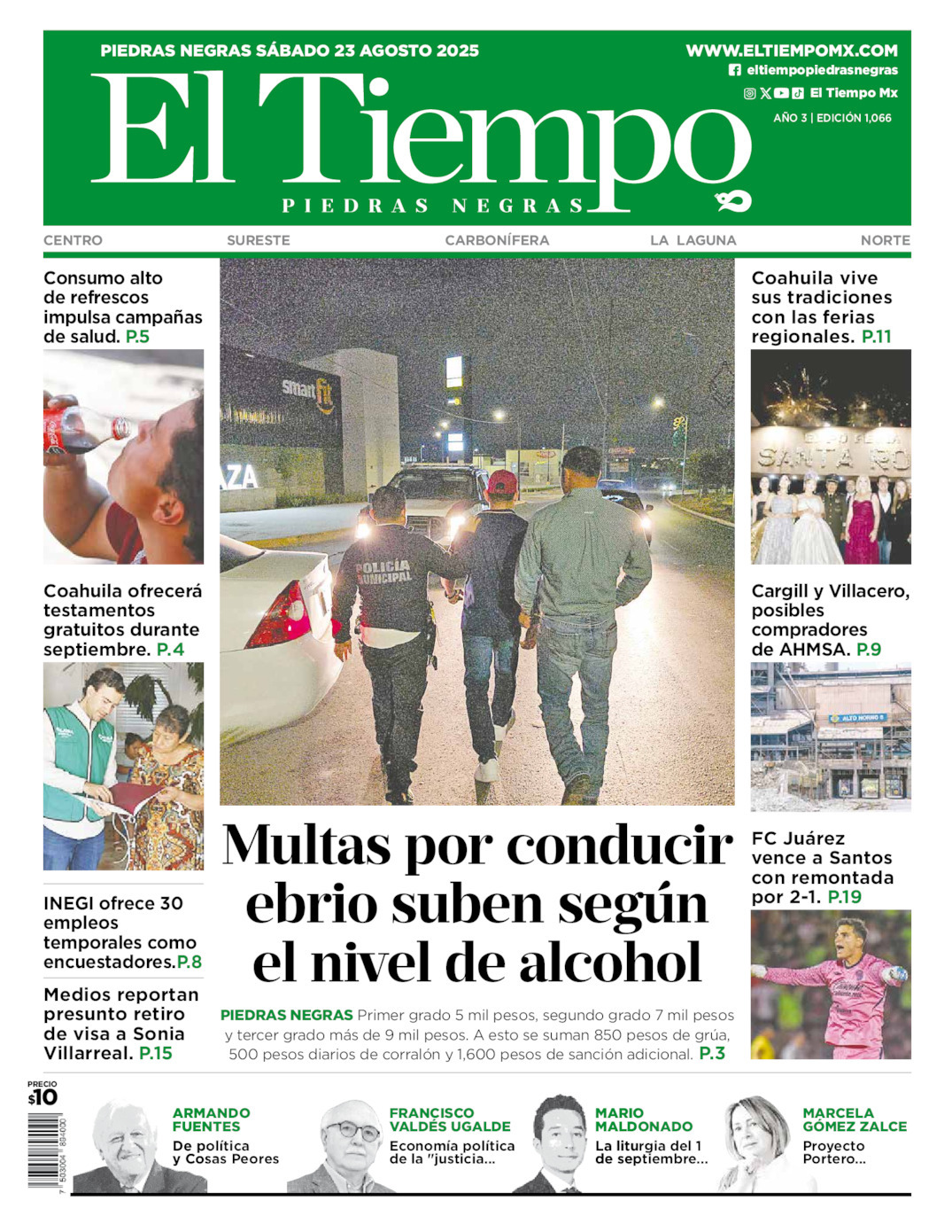 El Tiempo Piedras Negras, edición del sábado 23 de agosto de 2025 El Tiempo Piedras Negras, edición del sábado 23 de agosto de 2025