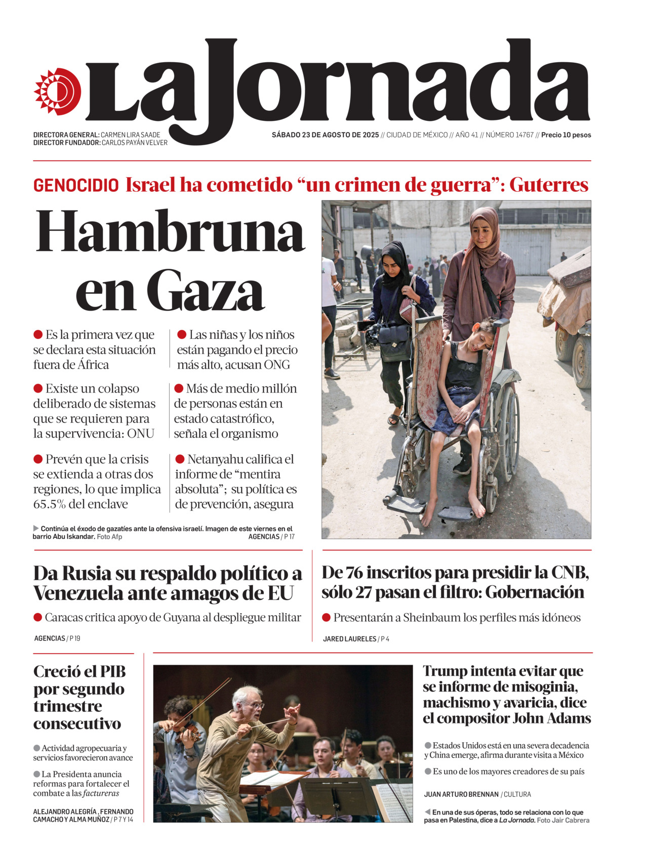 La Jornada, edición del sábado 23 de agosto de 2025 La Jornada, edición del sábado 23 de agosto de 2025