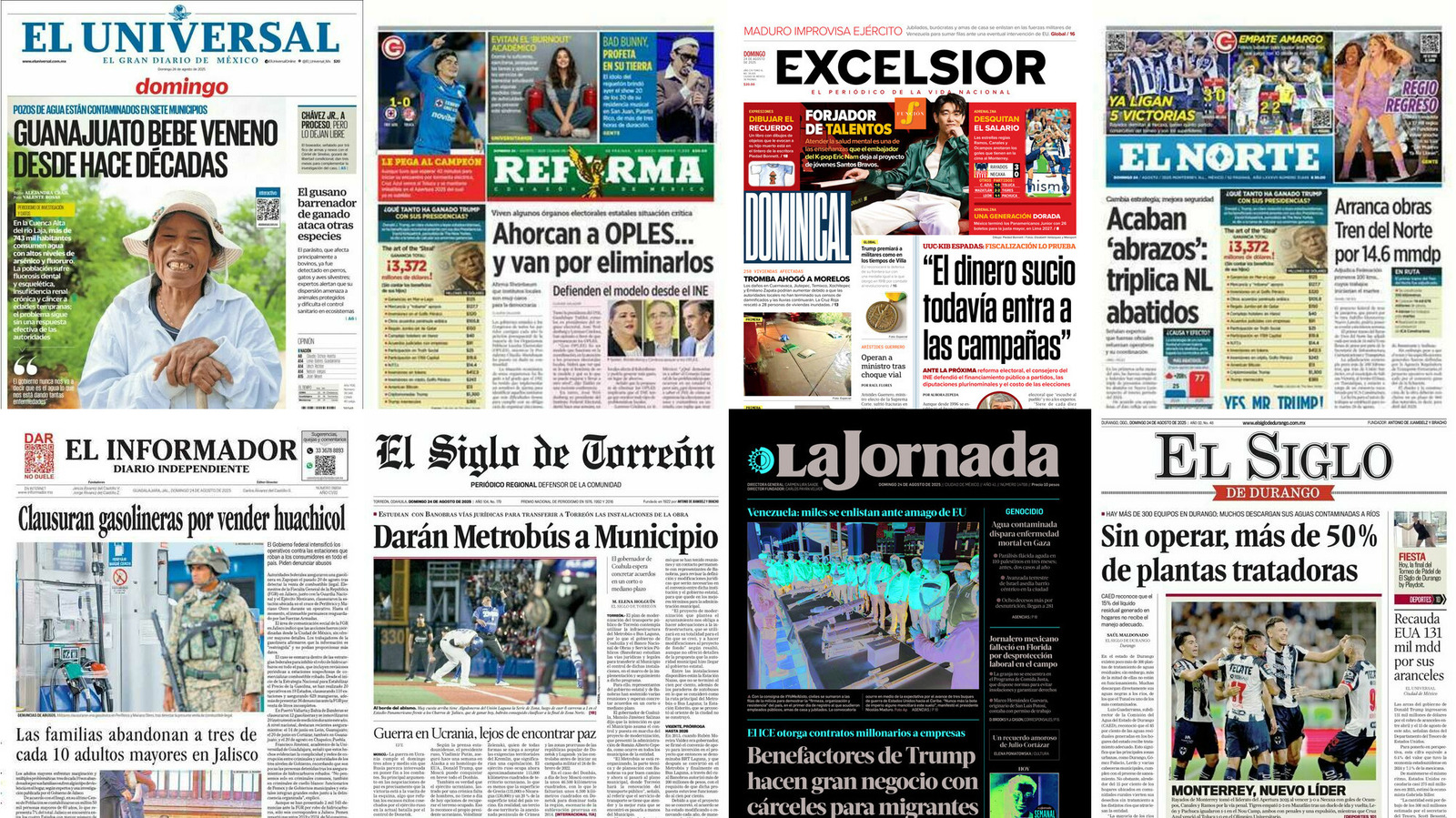 Portadas de periódicos impresos más importantes de México hoy