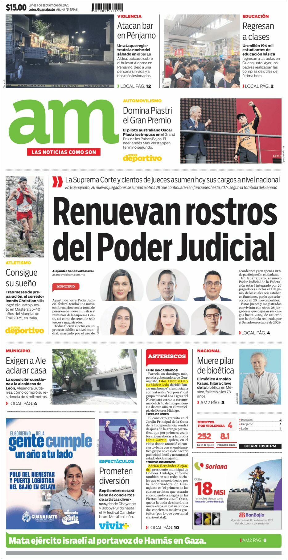 AM de León, edición del lunes 01 de septiembre de 2025