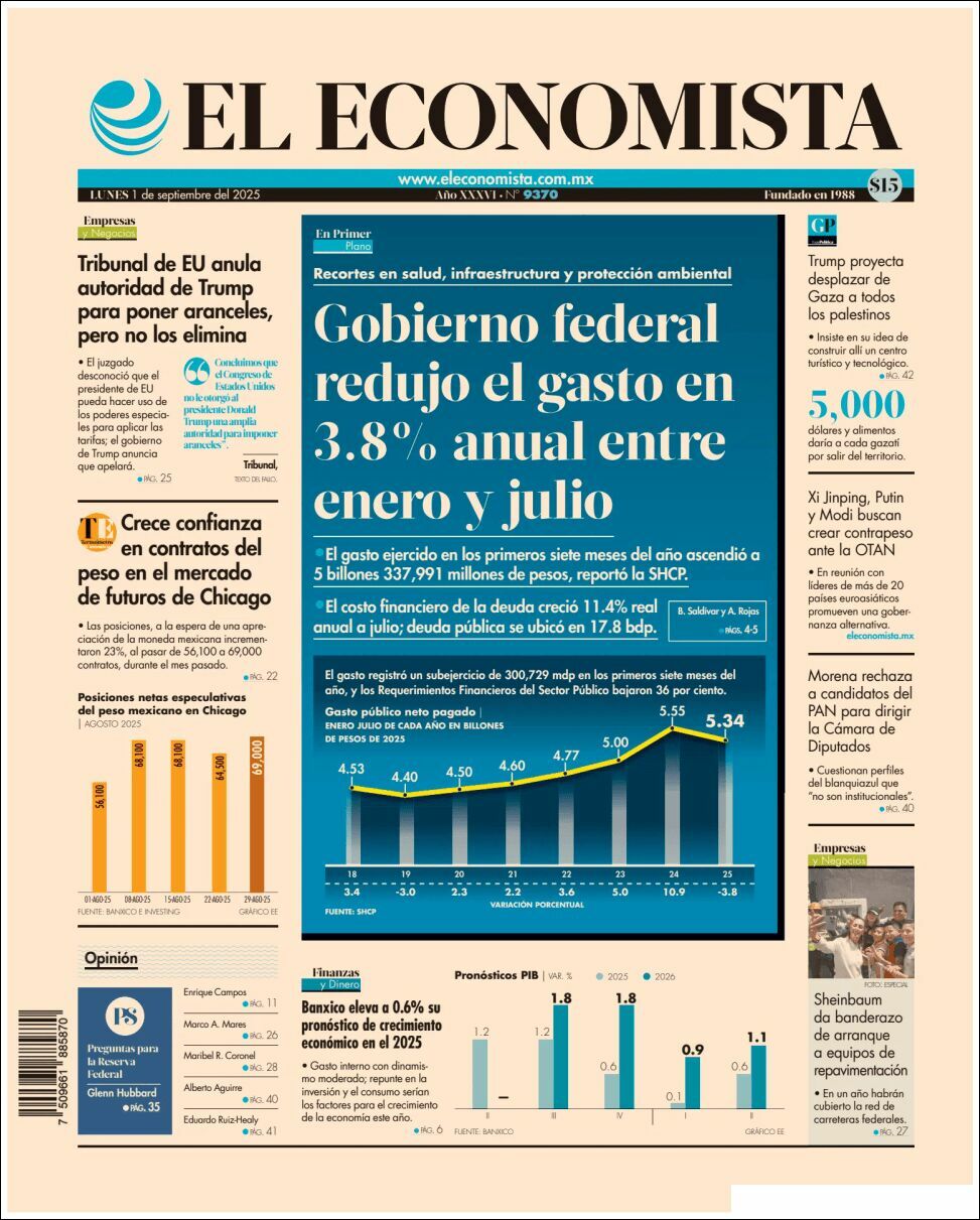 El Economista, edición del lunes 01 de septiembre de 2025