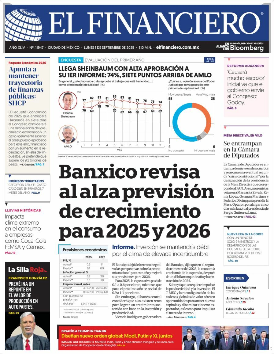El Financiero, edición del lunes 01 de septiembre de 2025