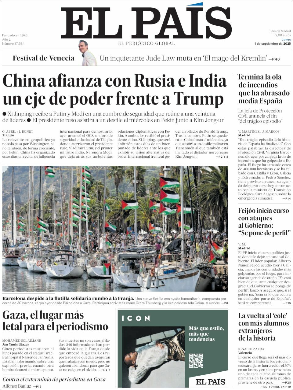 El País, edición del lunes 01 de septiembre de 2025
