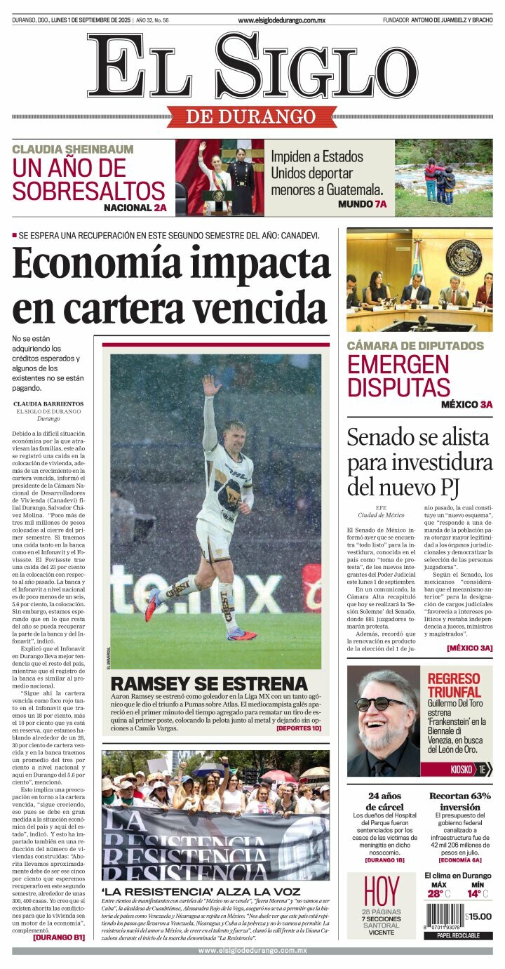 El Siglo de Durango, edición del lunes 01 de septiembre de 2025