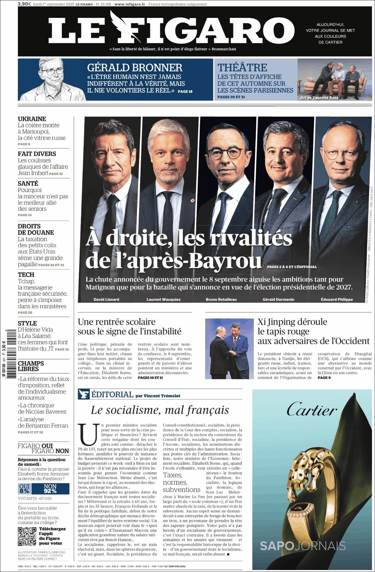 Le Figaro, edición del lunes 01 de septiembre de 2025