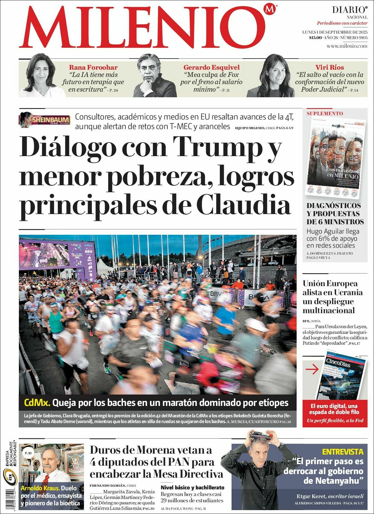 Milenio, edición del lunes 01 de septiembre de 2025