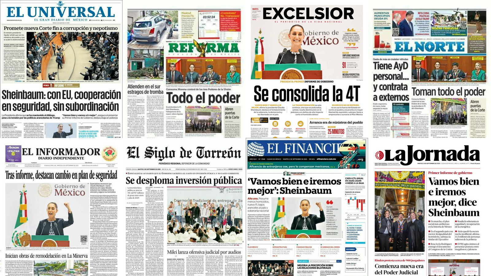 Portadas de periódicos impresos más importantes de México hoy