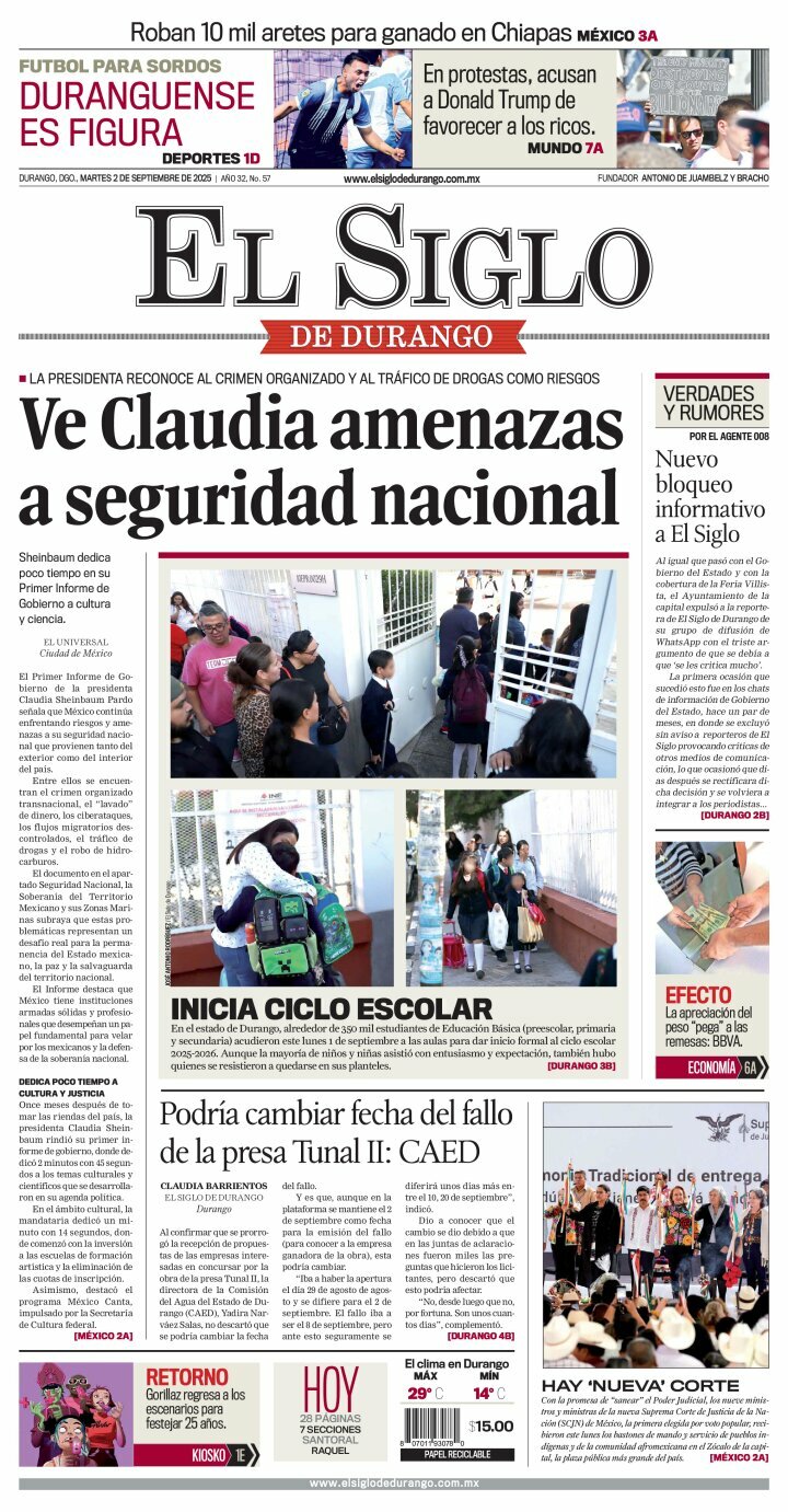 El Siglo de Durango, edición del martes 02 de septiembre de 2025