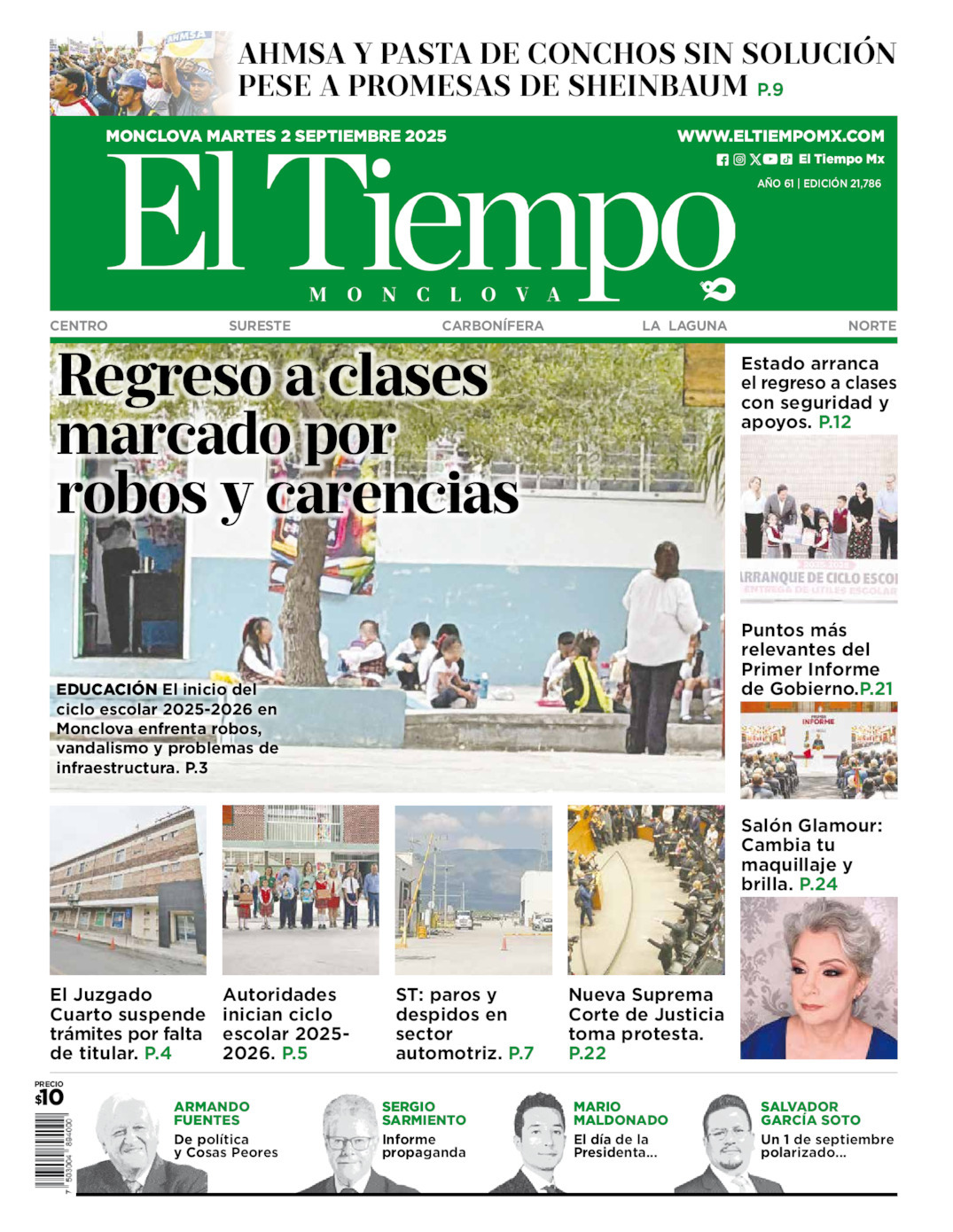 El Tiempo Monclova, edición del martes 02 de septiembre de 2025