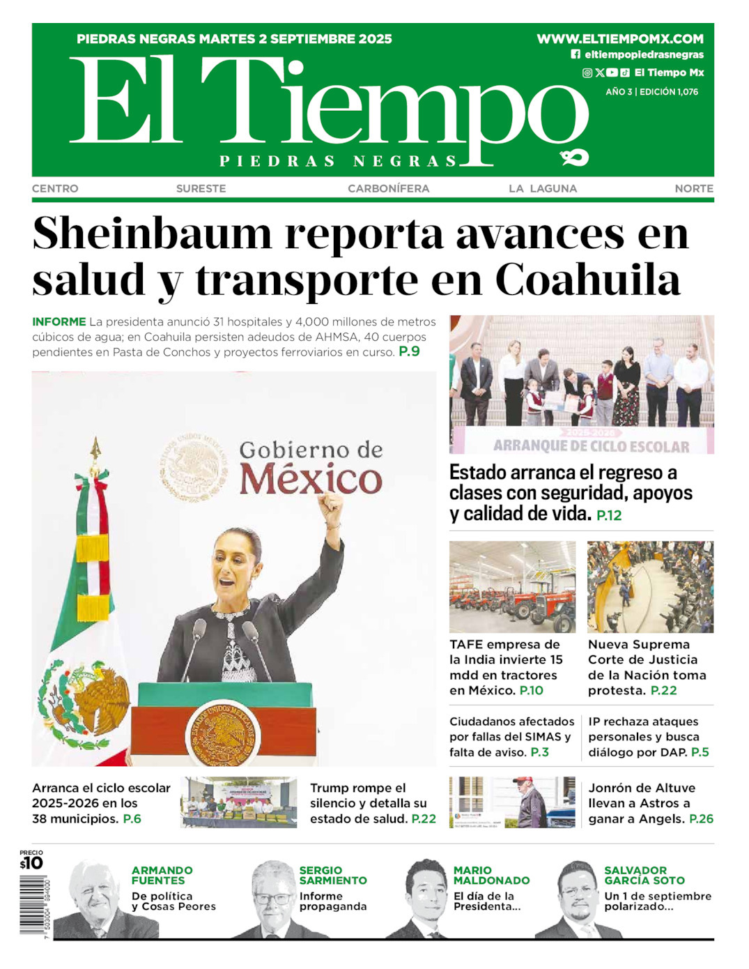 El Tiempo Piedras Negras, edición del martes 02 de septiembre de 2025