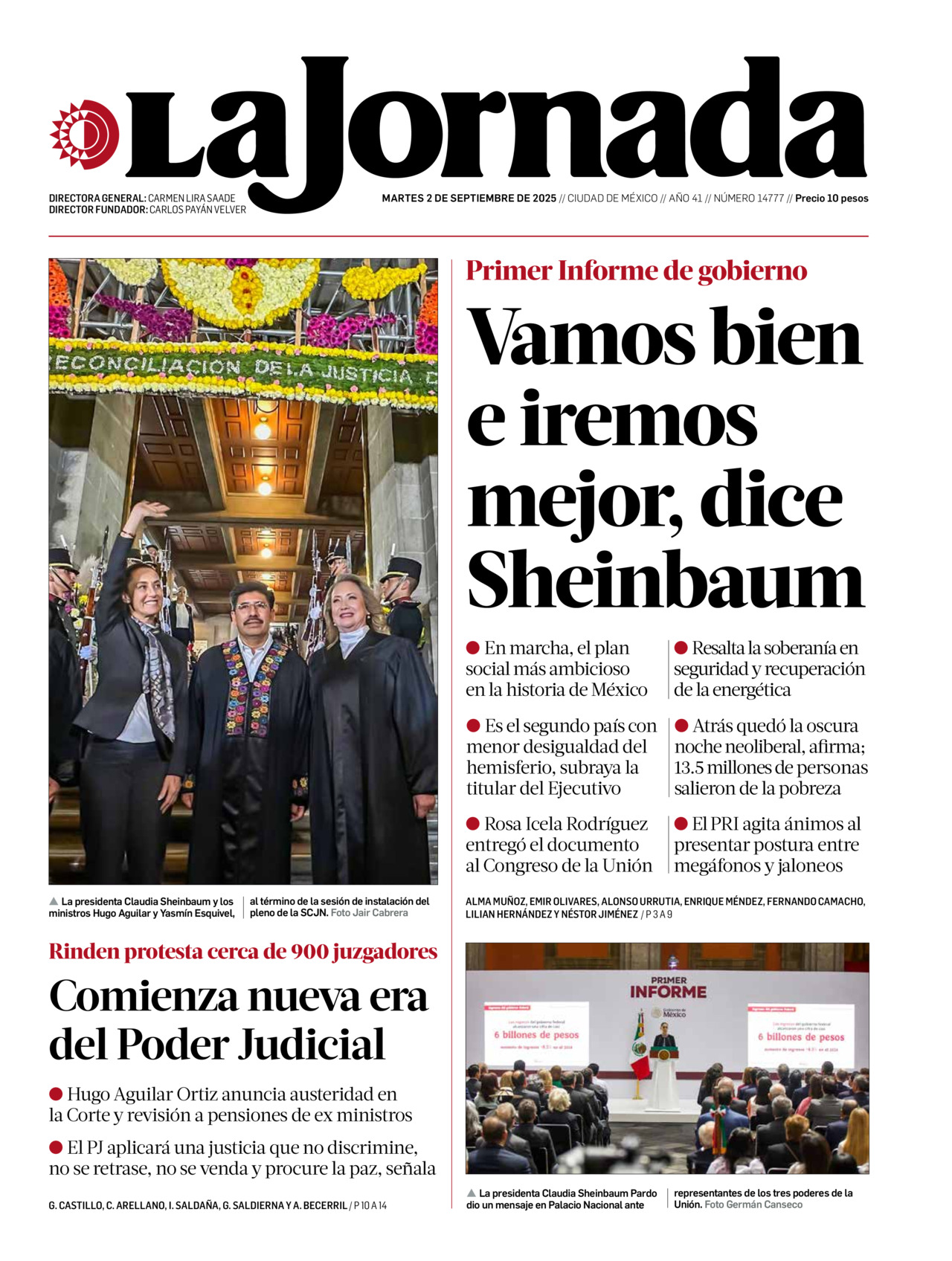 La Jornada, edición del martes 02 de septiembre de 2025