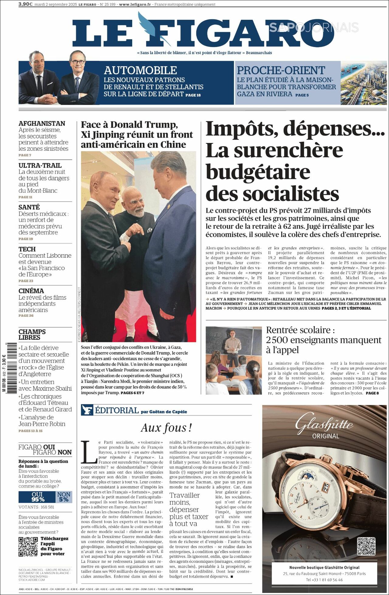 Le Figaro, edición del martes 02 de septiembre de 2025