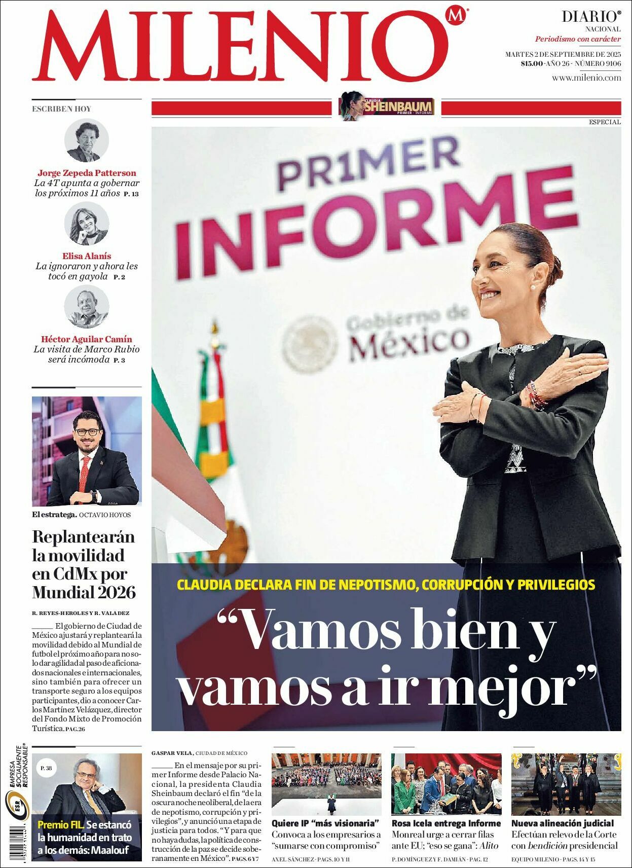 Milenio, edición del martes 02 de septiembre de 2025