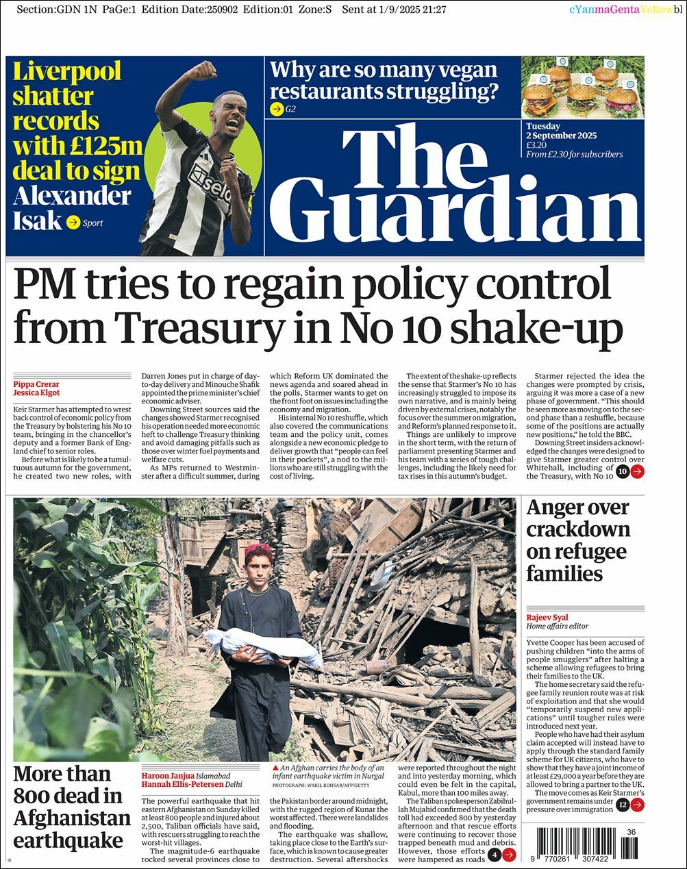 The Guardian, edición del martes 02 de septiembre de 2025