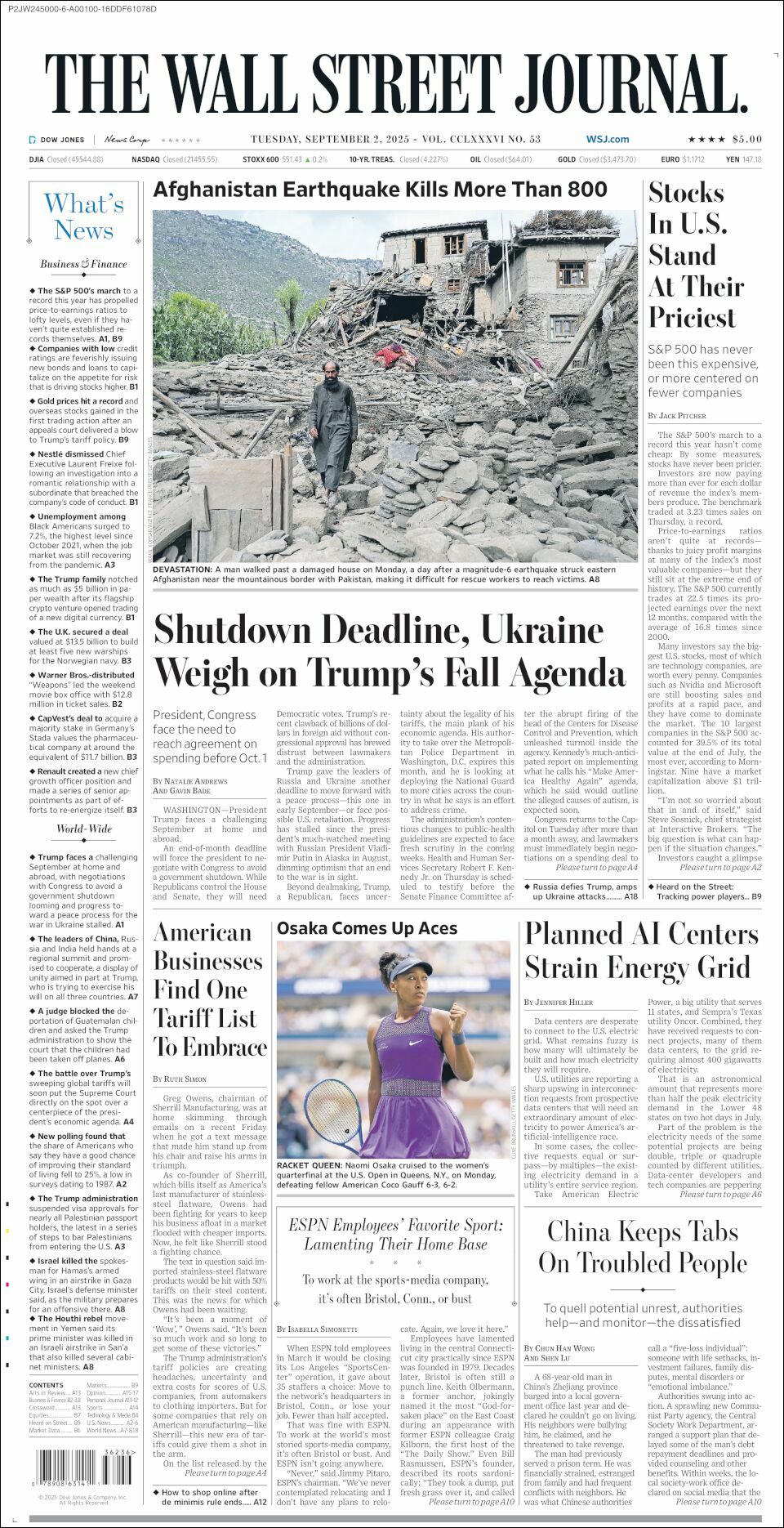 The Wall Street Journal, edición del martes 02 de septiembre de 2025