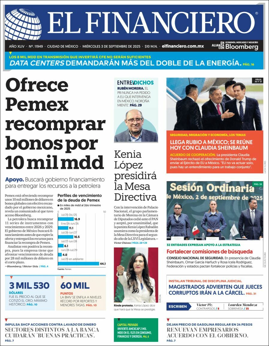 El Financiero, edición del miércoles 03 de septiembre de 2025