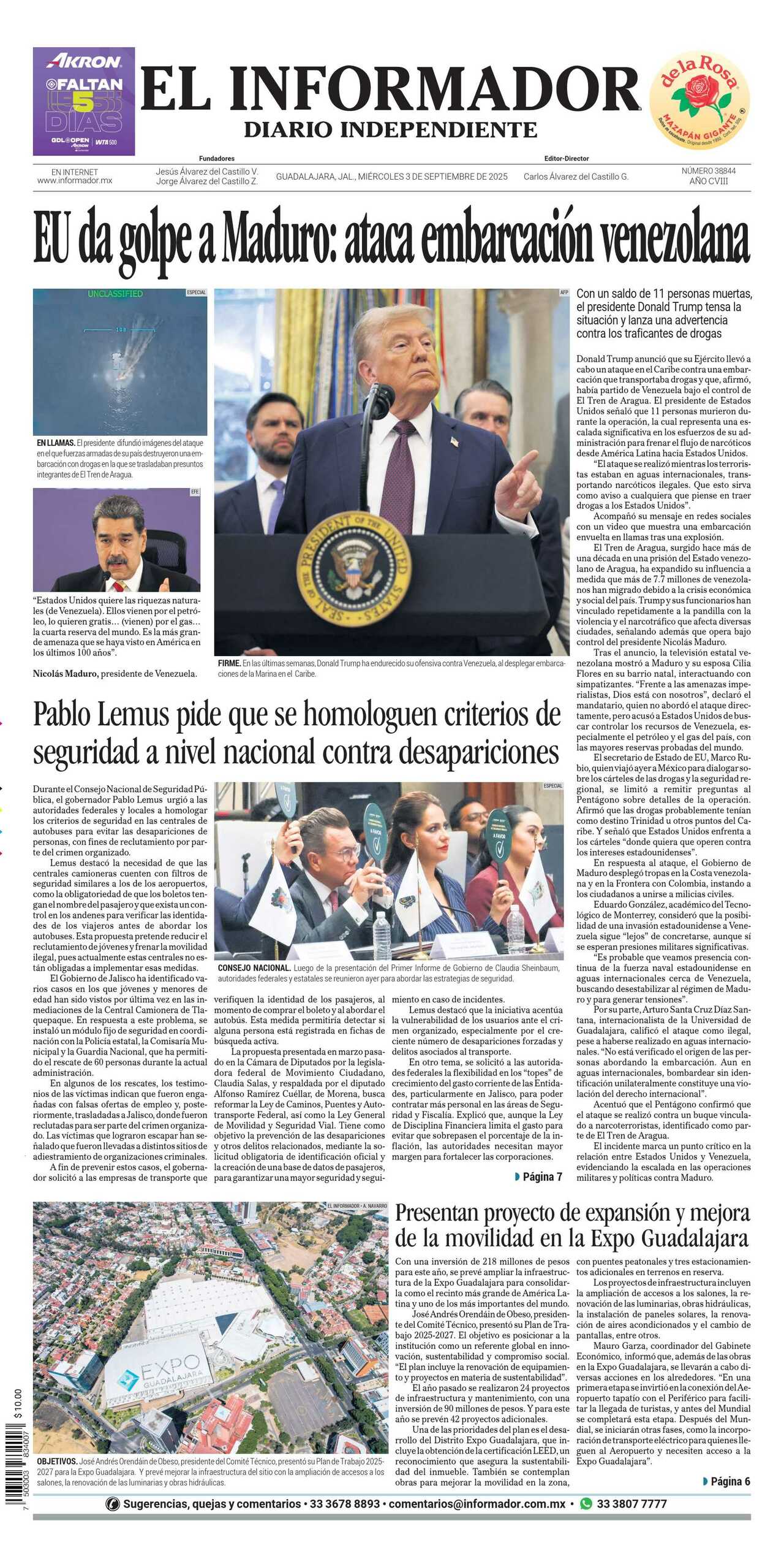 El Informador, edición del miércoles 03 de septiembre de 2025